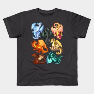 Wings of Fire: Jade Winglet Dragons - Moonwatcher, Winter, Qibli, Turtle, Kinkajou, Umber, Peril, Kids T-Shirt